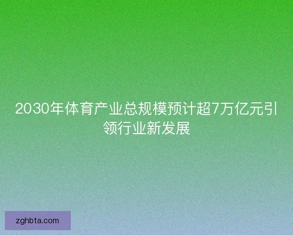 2030年体育产业总规模预计超7万亿元引领行业新发展